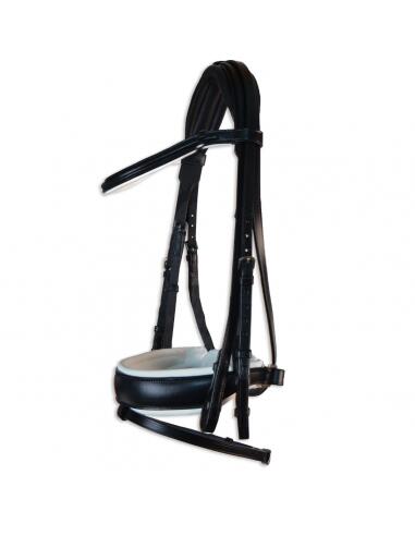 Cabezada inglesa doma    con doble rienda  | COB | Negro/Blanco 4/6