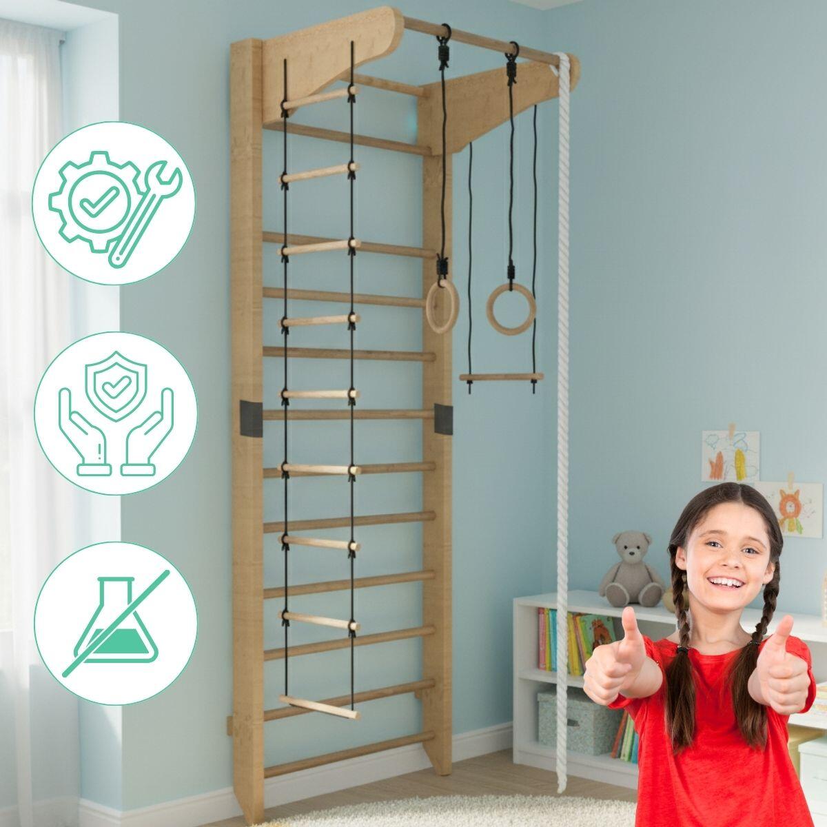 drabinka gimnastyczna Kinder Sport czarny-drewno EU 4/4