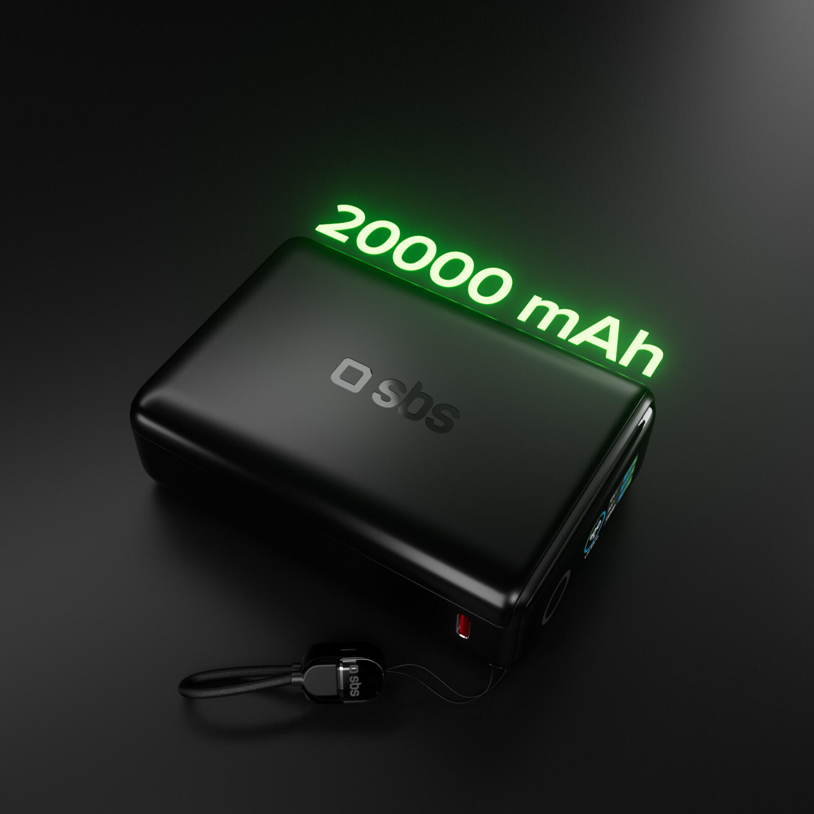 Power Bank 20000mAh Powerbank con Cavo Integrato e Display LCD 3/7