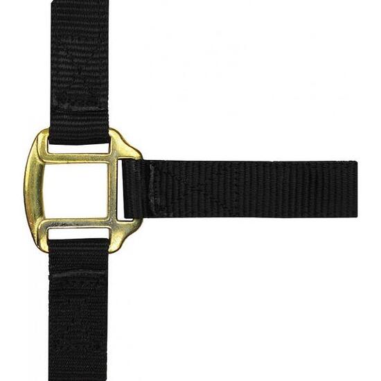 Licol nylon noir doublé cuir pour cheval