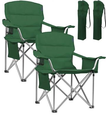 Campingstoelen xl - opvouwbaar - 2 - pack - 150kg draagvermogen - groen