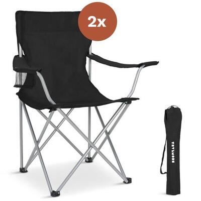 Campingstoelen - opvouwbaar - 2 - pack - 120kg draagvermogen - visstoel - zwart