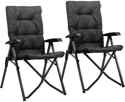 Campingstoelen luxe - opvouwbaar - 2 - pack - 150kg draagvermogen - zwart