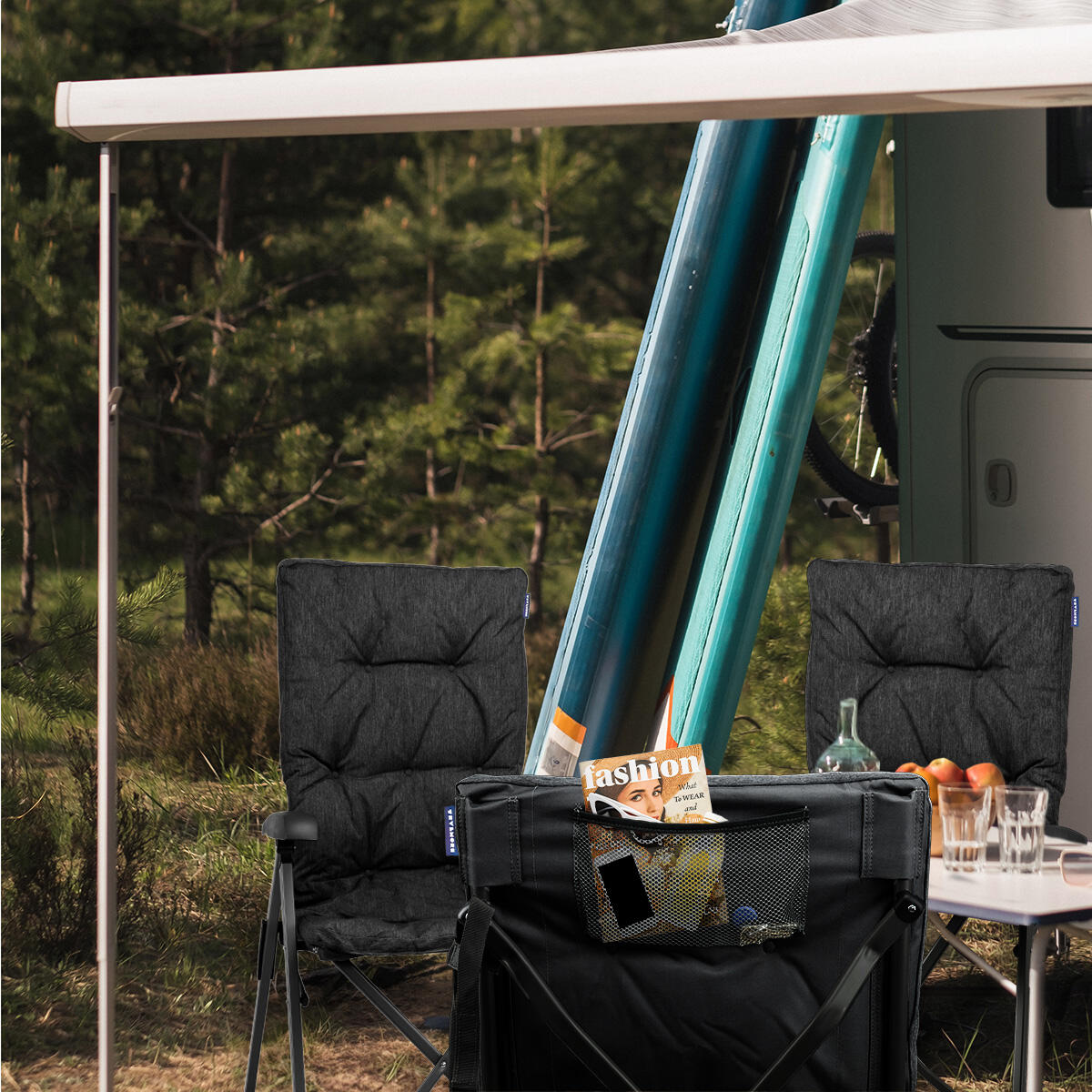 Campingstoelen luxe - opvouwbaar - 2 - pack - 150kg draagvermogen - zwart 4/4