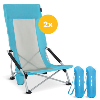 Strandstoelen - set van 2 - inklapbaar en opvouwbaar - 130kg draagkracht - blauw
