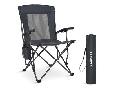 Campingstoel - opvouwbaar - 150kg draagvermogen - inclusief draagtas - grijs