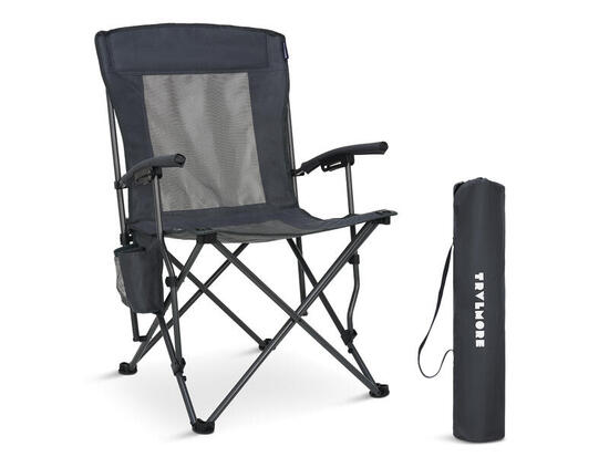 Chaise de camping - pliable - charge max. 150kg - sac de transport inclus - gris
