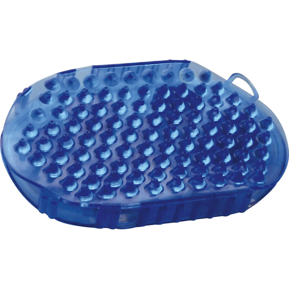 Gant double face étrille et massage bleu 2/2