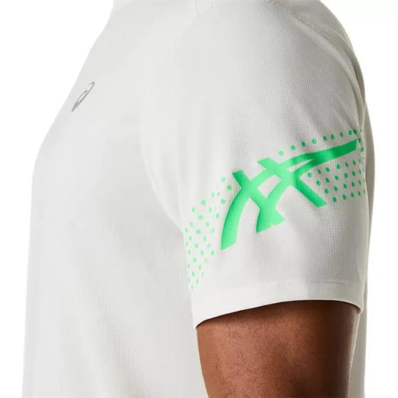 Camiseta Branca Verde Creme Asics Icon SS 2/5