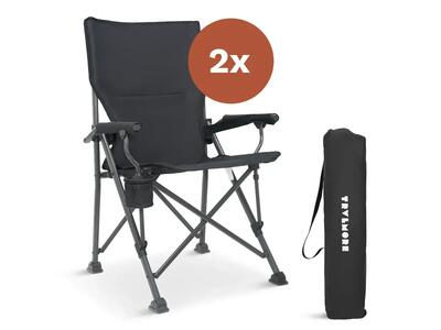 Campingstoelen - opvouwbaar - 120kg draagvermogen - inclusief draagtas - grijs