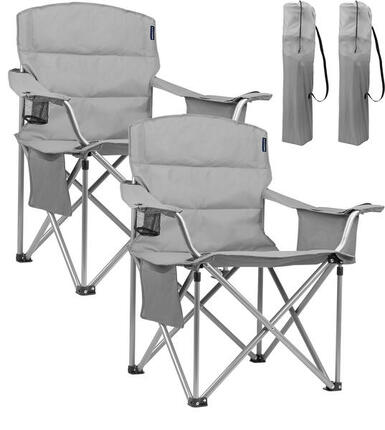 Chaises de camping XL - pliable - lot de 2 - charge max. 150kg - gris