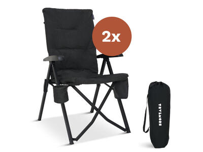Campingstoelen luxe - opvouwbaar - 2 - pack - 150kg draagvermogen - zwart