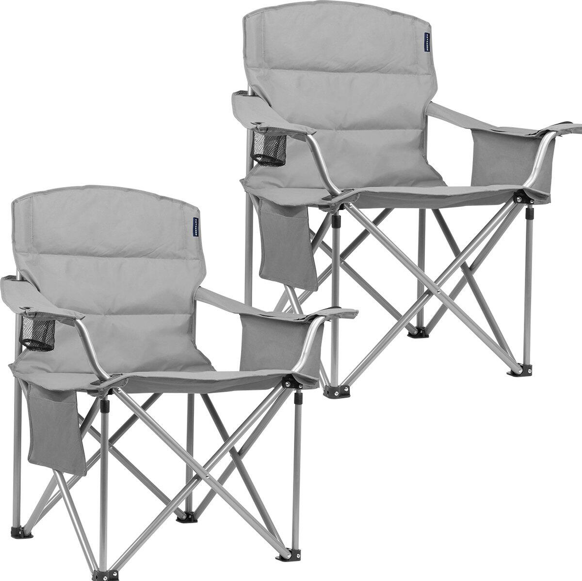 Campingstoelen XL - opvouwbaar - 2 - pack - 150kg draagvermogen - grijs 6/6