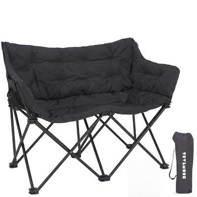 Campingstoel - opvouwbaar - 2 - persoons - 240kg draagvermogen - zwart