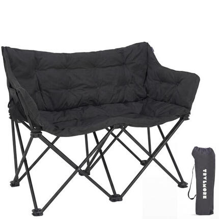 Chaise de camping - pliable - 2 personnes - charge max. 240kg - peche - noir