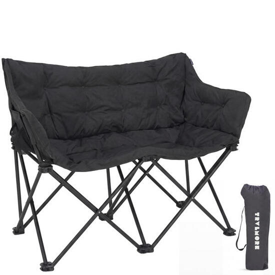 Chaise de camping - pliable - 2 personnes - charge max. 240kg - peche - noir