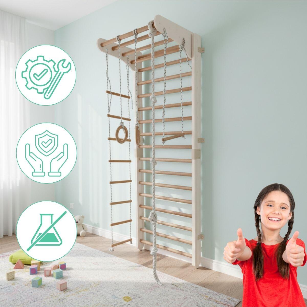 Kinder Sport échelle de gymnastique en bois blanc EU (set) 4/4