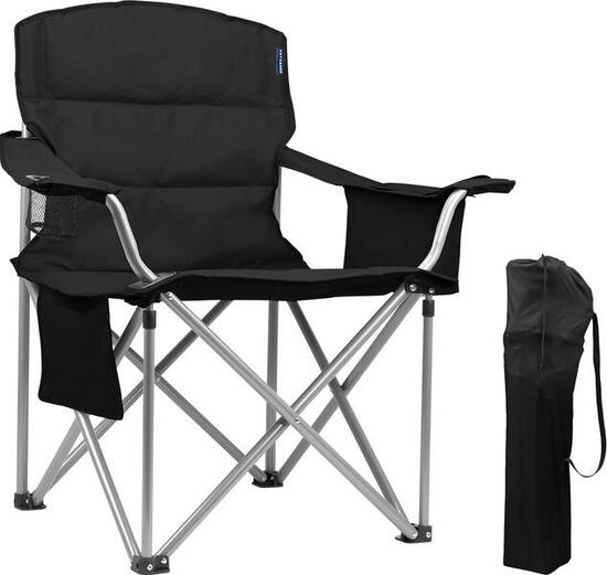 Chaise de camping XL - pliable - charge max. 150kg - noir