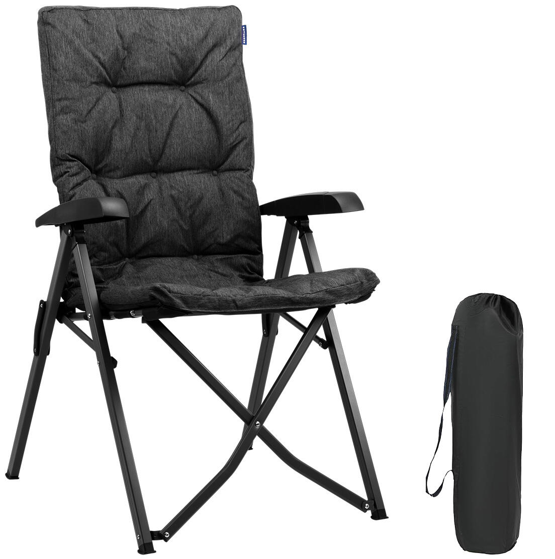Campingstoel luxe - opvouwbaar - 150kg draagvermogen - zwart 1/6