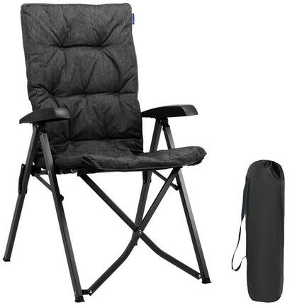 Chaise de camping luxe - pliable - charge max. 150kg - sac inclus - noir