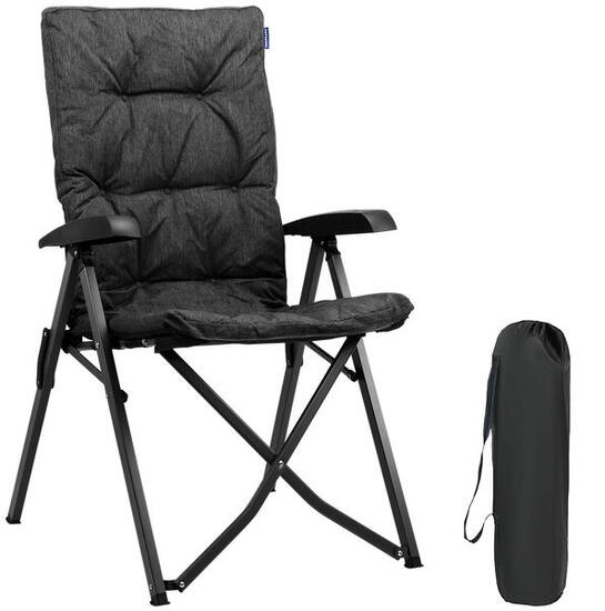 Chaise de camping luxe - pliable - charge max. 150kg - sac inclus - noir