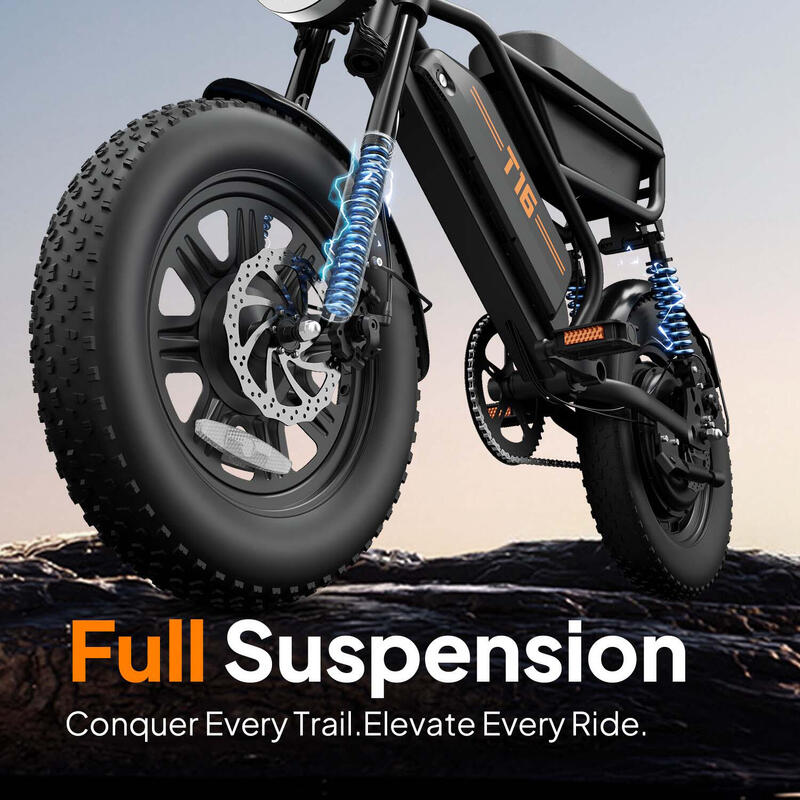 URLIFE T16 E-Bike cu suspensie dublă, baterie de 48 V 13 Ah