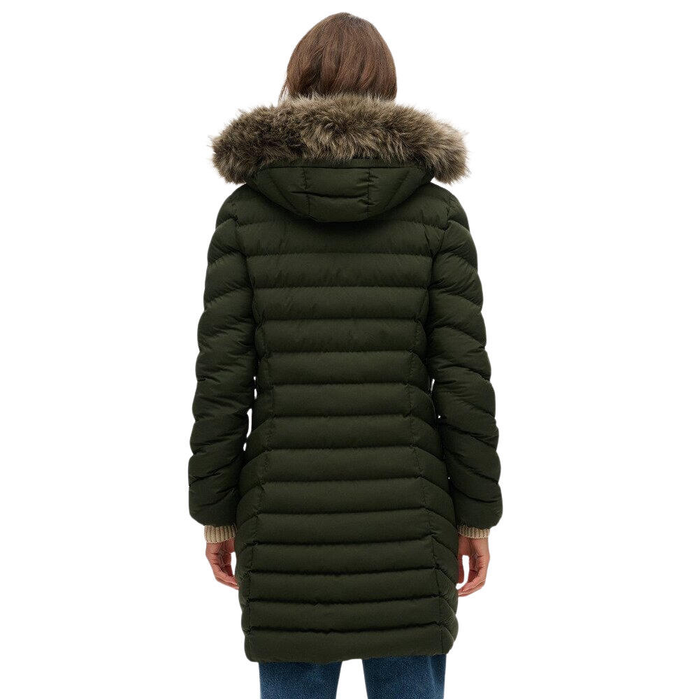 Doudoune mi-longue à capuche en fourrure synthétique femme Superdry 3/6