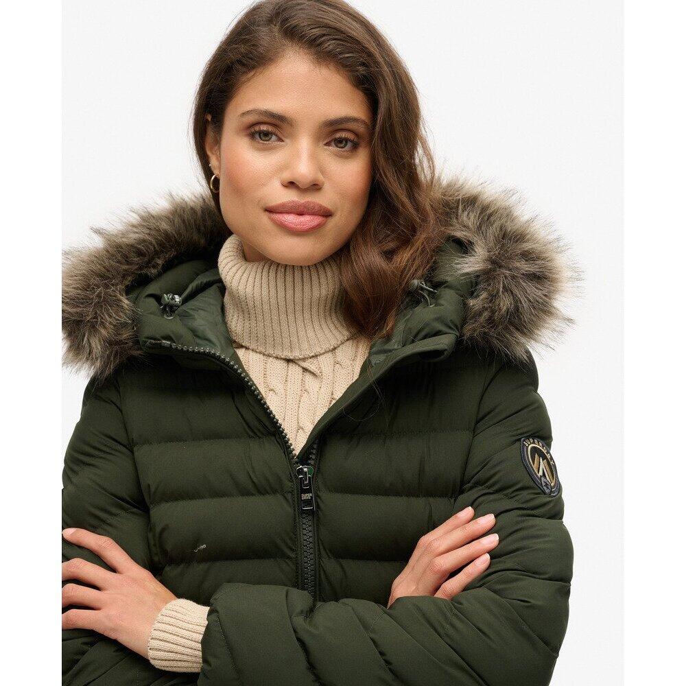 Doudoune mi-longue à capuche en fourrure synthétique femme Superdry 5/6