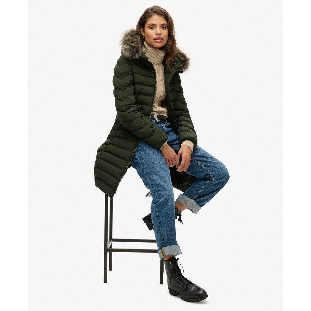 Doudoune mi-longue à capuche en fourrure synthétique femme Superdry 4/6