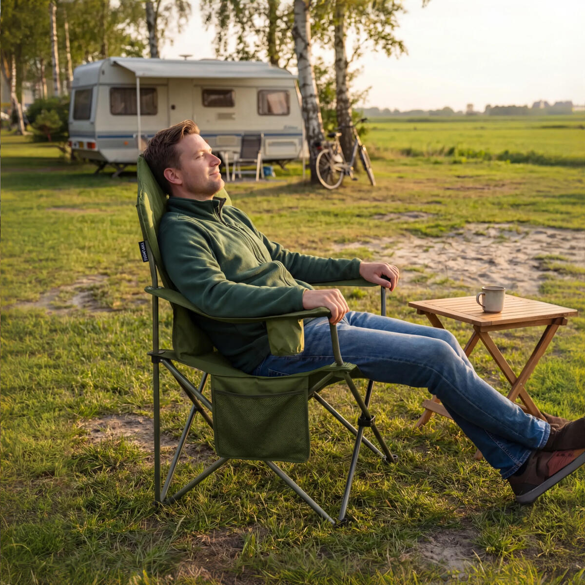 Campingstoel - opvouwbaar - 160kg draagvermogen - inclusief draagtas - groen 3/5