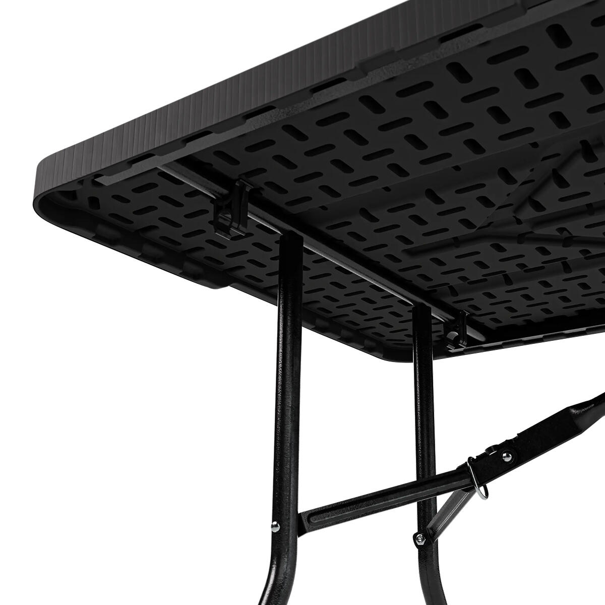 Inklapbare picknickset - tuintafel met 2 banken - Rattan Zwart 4/6