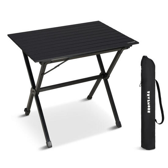 Table de camping - 80x58x71 cm - leger avec cadre en aluminium - noir