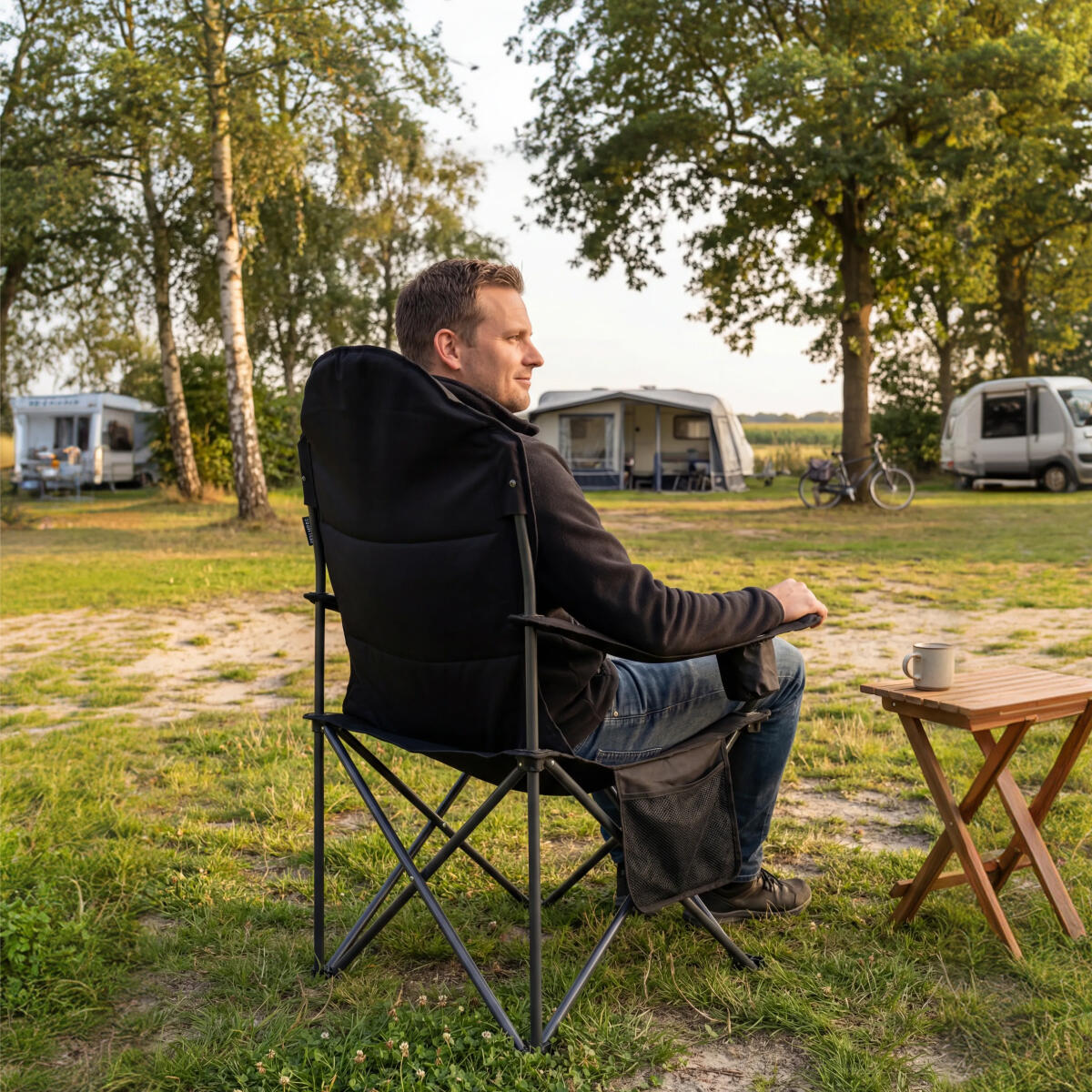 Campingstoel - opvouwbaar - 160kg draagvermogen - inclusief draagtas - zwart 5/6