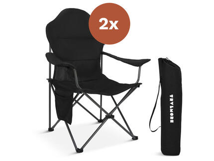 Chaises de camping - pliable - lot de 2 - charge max. 160kg - noir