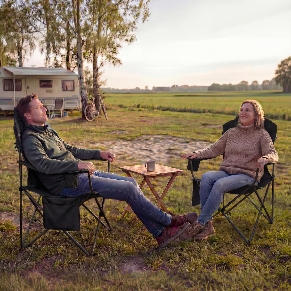Campingstoelen - opvouwbaar - 2 - pack - 160kg draagvermogen - zwart 3/5