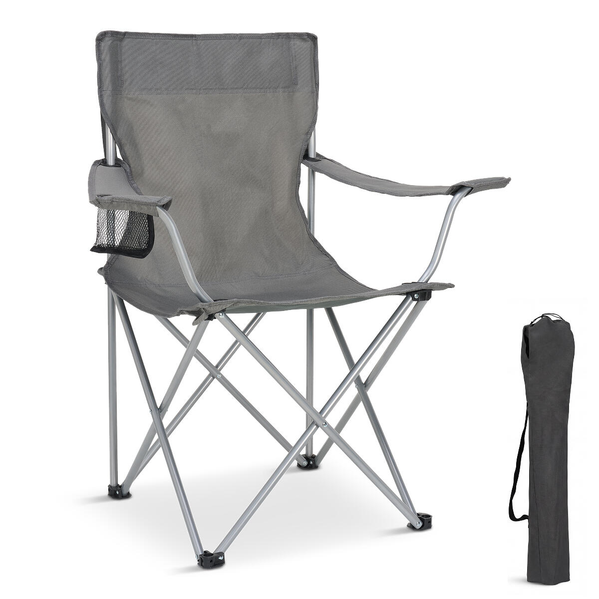 Campingstoel - opvouwbaar - 120kg draagvermogen - inclusief draagtas - grijs 1/1