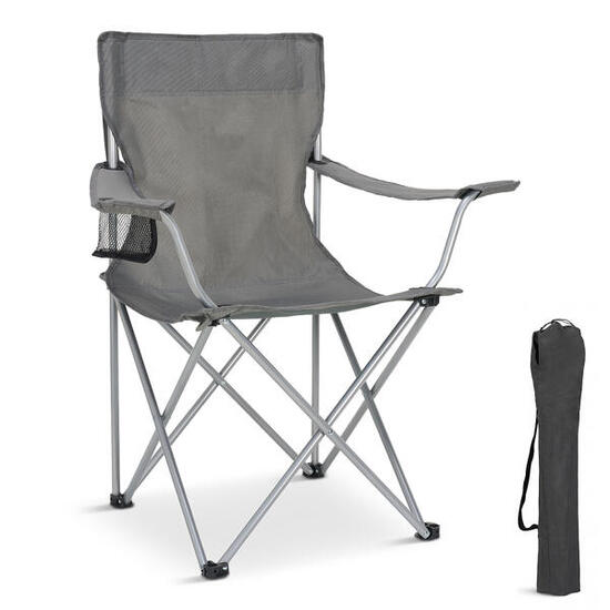 Campingstoel - opvouwbaar - 120kg draagvermogen - inclusief draagtas - grijs