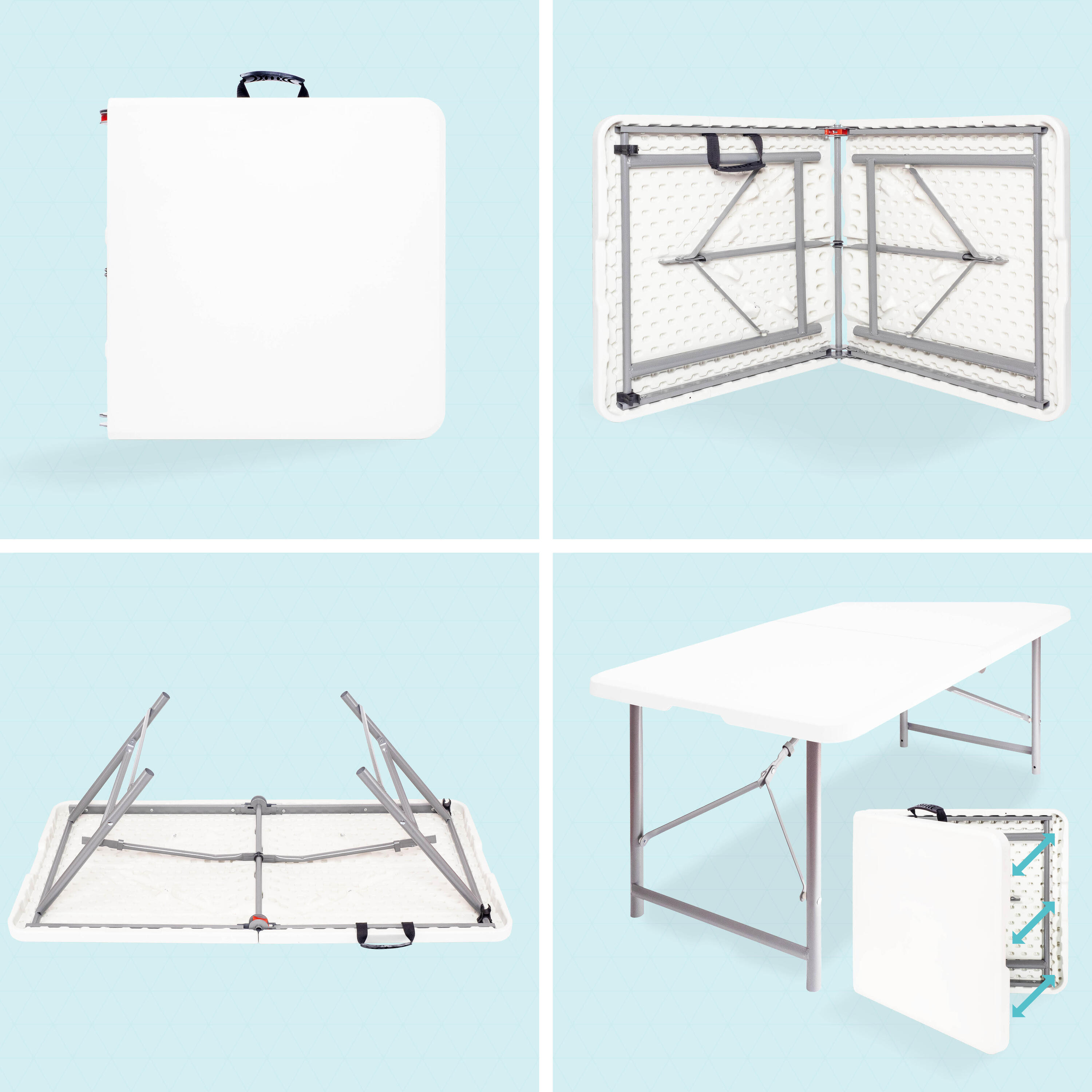 Inklapbare tafel - 120x60x74cm - stevige klaptafel - campingtafel - wit 3/3