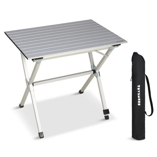 Table de camping - 80x58x71 cm - leger avec cadre en aluminium - argent