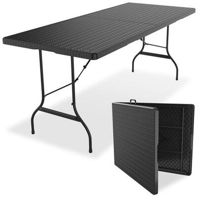 Inklapbare tafel - 180x75x72cm - stevige klaptafel - 6 tot 8 personen - zwart