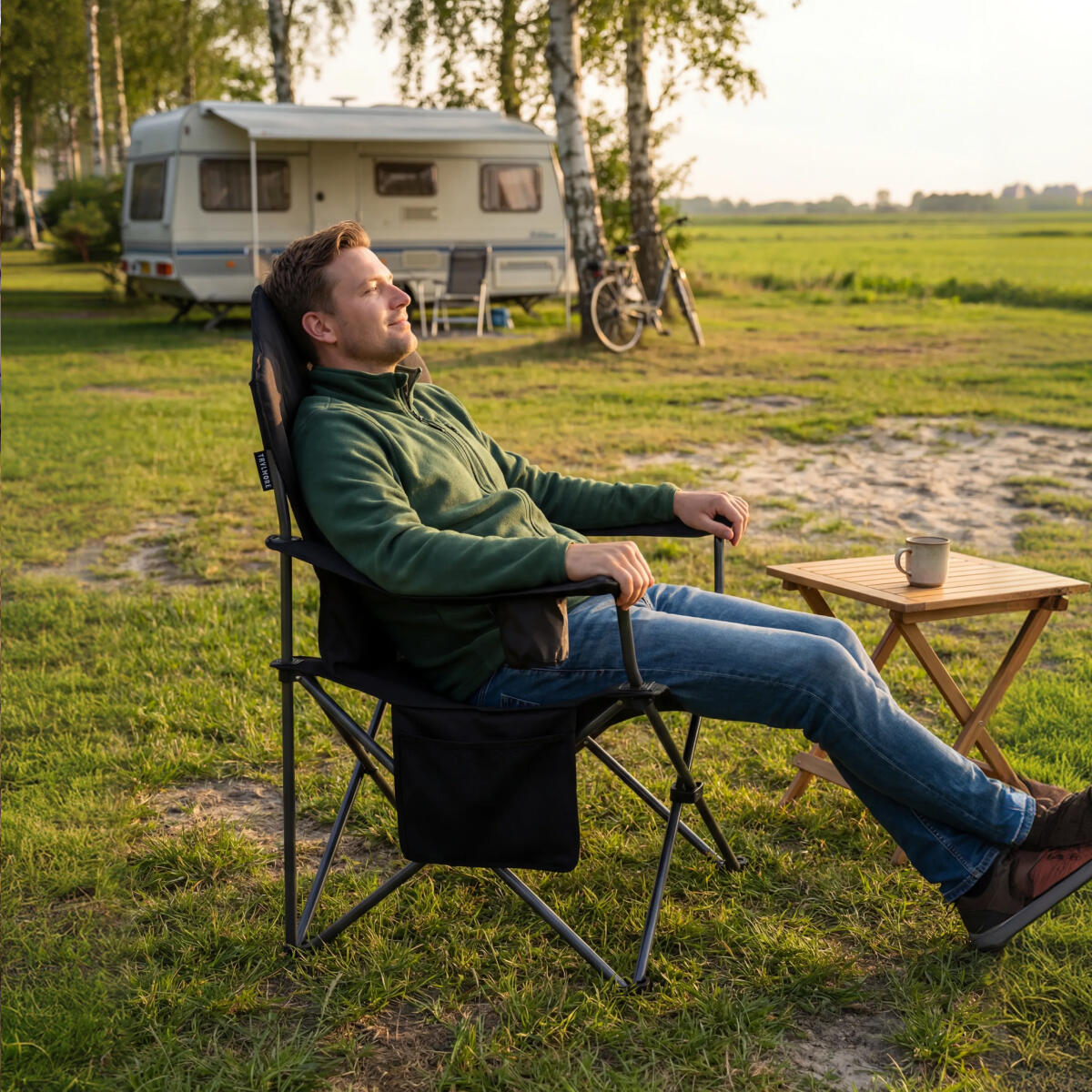 Campingstoel - opvouwbaar - 160kg draagvermogen - inclusief draagtas - zwart 4/6