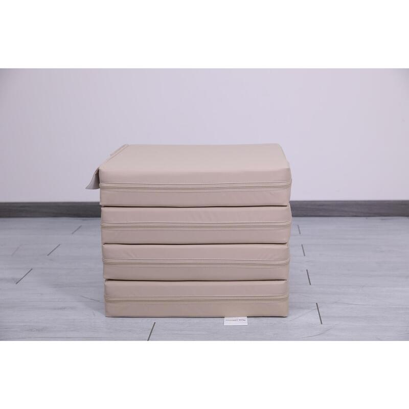 Copii Fitness Saltea Pliabilă 4 Secțiuni 100x100x10 cm Satellite PU Bej