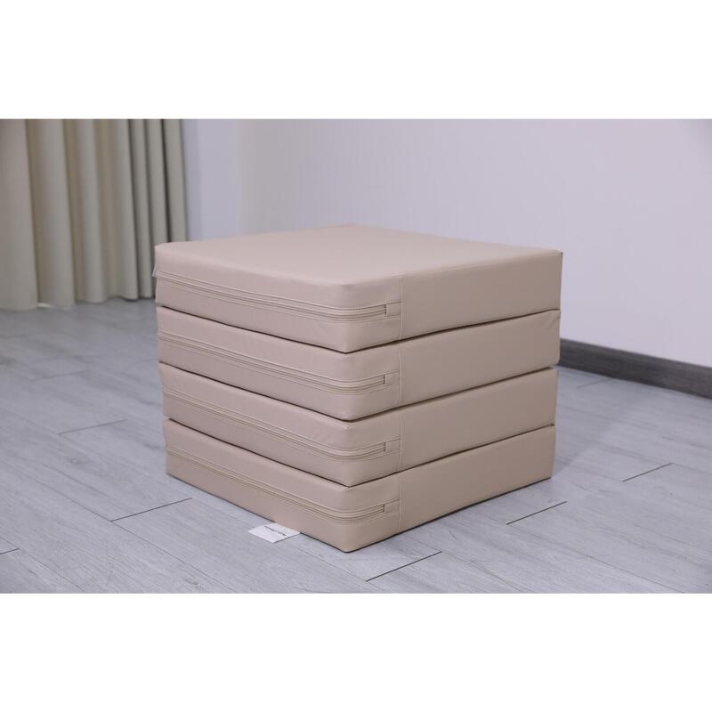 Copii Fitness Saltea Pliabilă 4 Secțiuni 100x100x10 cm Satellite PU Bej