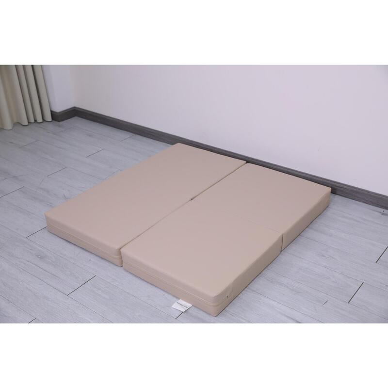 Copii Fitness Saltea Pliabilă 4 Secțiuni 100x100x10 cm Satellite PU Bej
