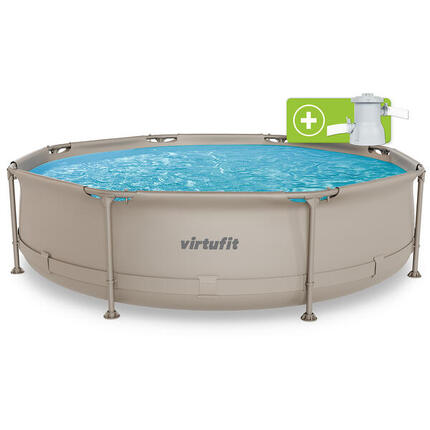 Piscine - Ronde - Ø305 x 76 cm - Beige - Avec Pompe de Filtration