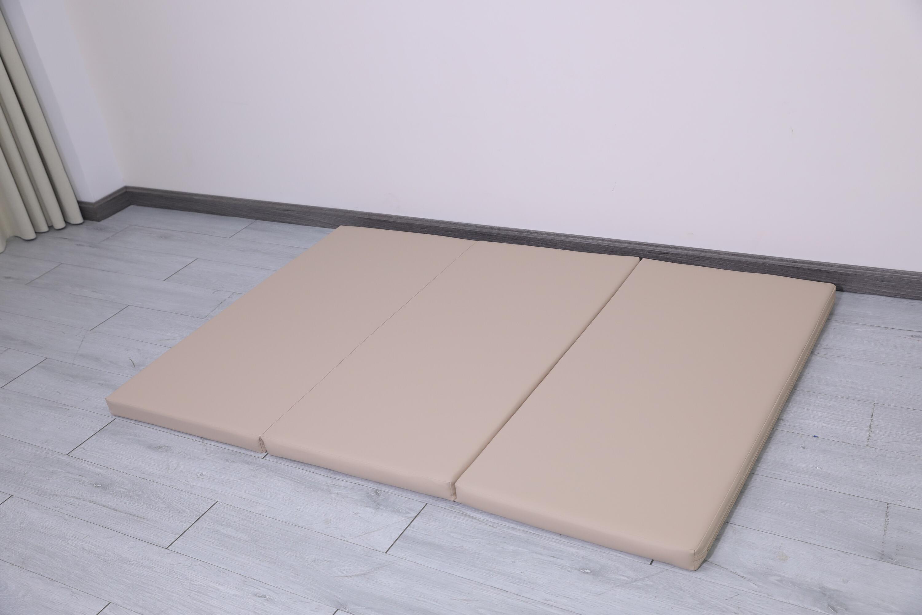 materac gimnastyczny Satellite PU 150x100x5 cm - trzyczęściowy beżowy 5/7