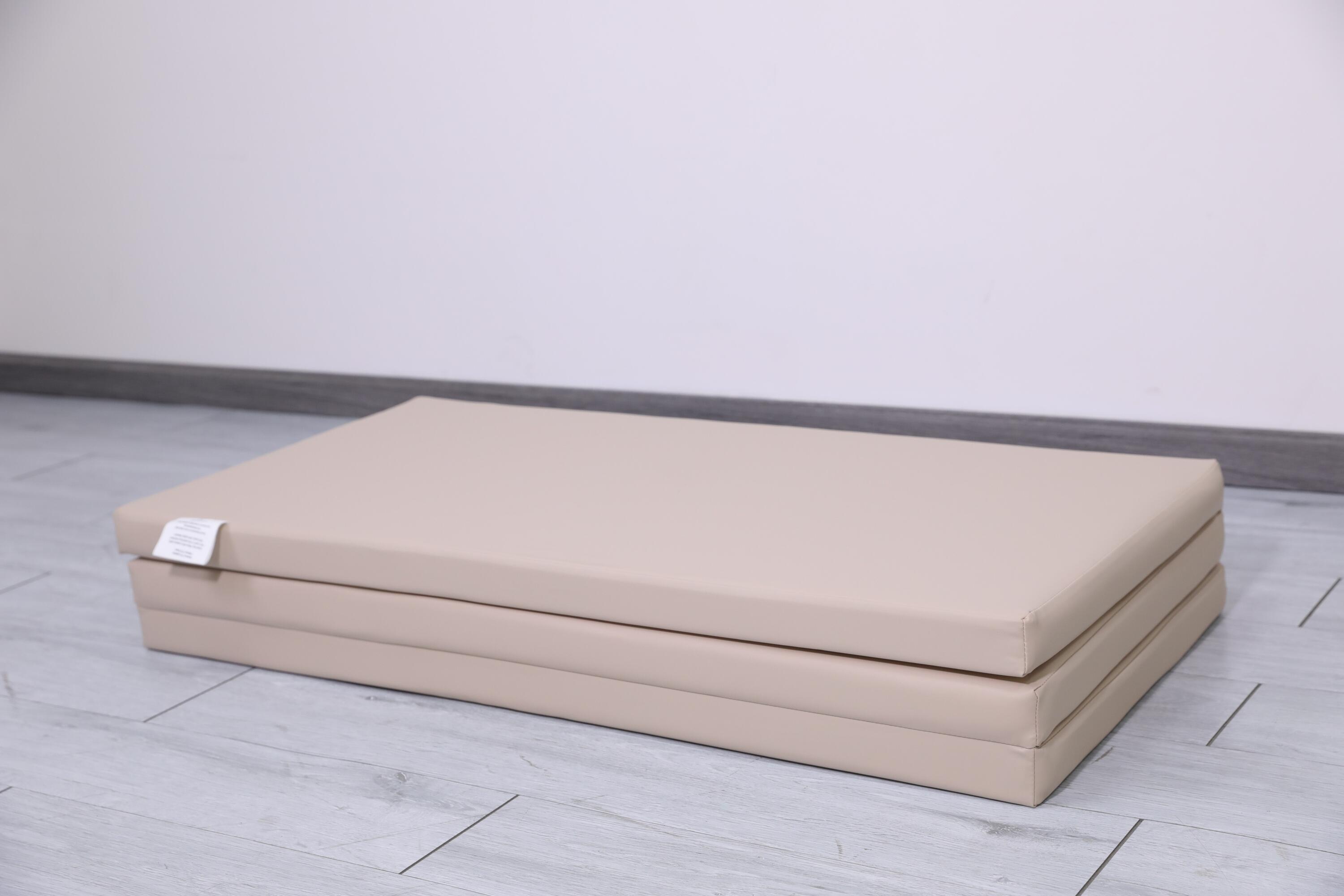 materac gimnastyczny Satellite PU 150x100x5 cm - trzyczęściowy beżowy 4/7