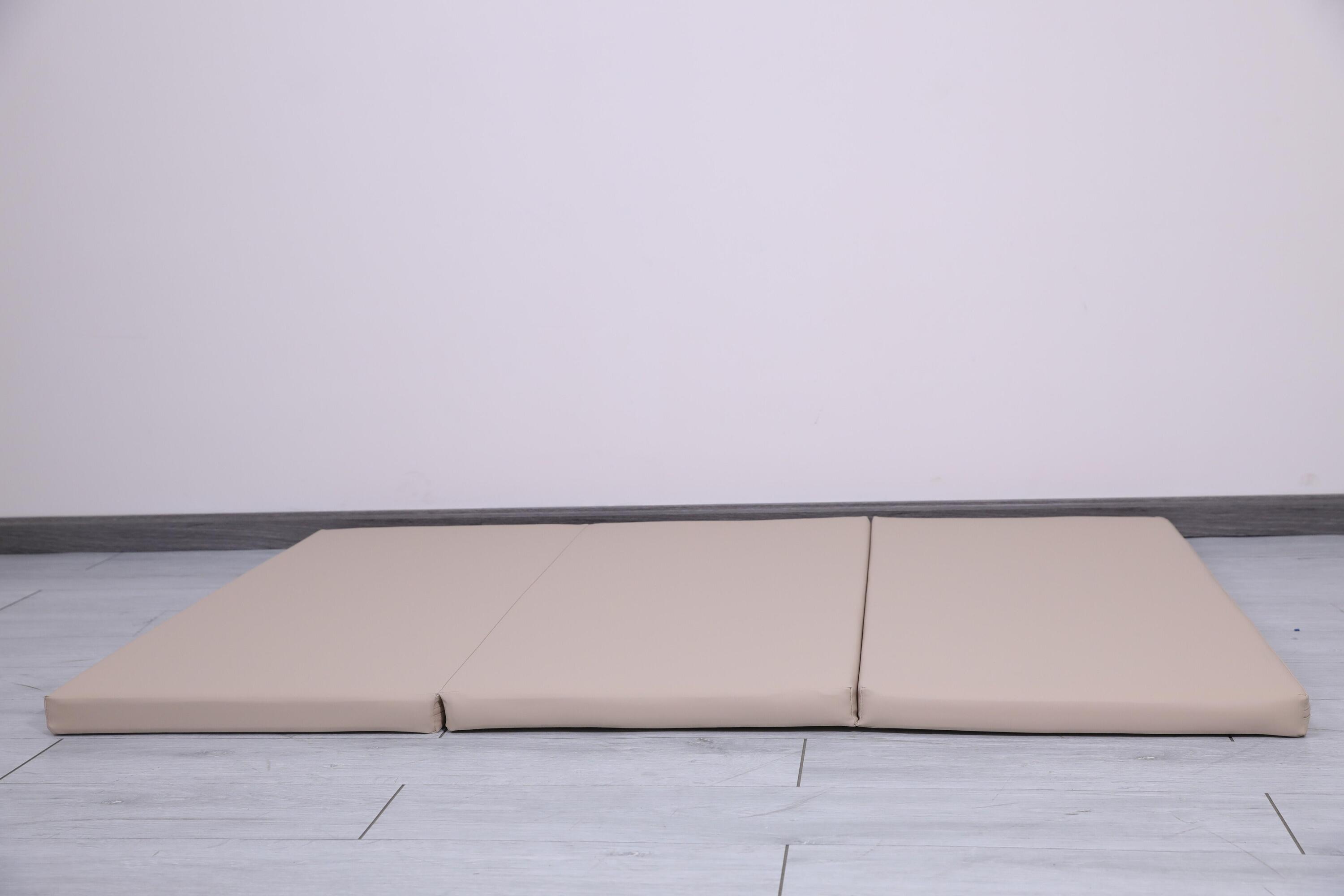 materac gimnastyczny Satellite PU 150x100x5 cm - trzyczęściowy beżowy 6/7