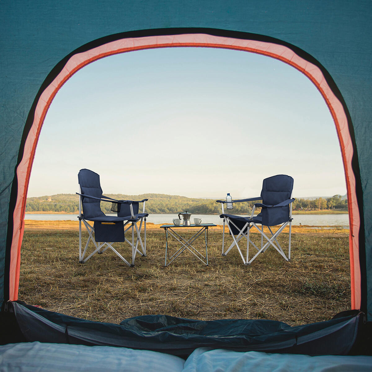 Campingstoelen XL - opvouwbaar - 2 - pack - 150kg draagvermogen - blauw 3/5