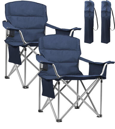 Campingstoelen XL - opvouwbaar - 2 - pack - 150kg draagvermogen - blauw